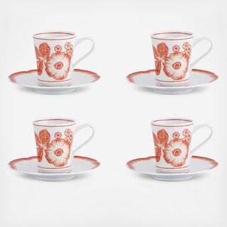Coralina Coffee Cup & Saucer, Set of 4