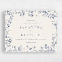 Blue Wedding Save the Date - Plumeria Landscape