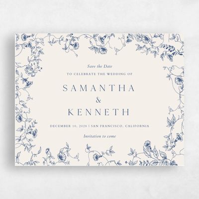 Blue Magnet Wedding Save the Date - Plumeria Landscape