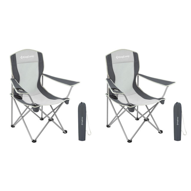 KingCamp Portable Folding Outdoor Camping Chair Made with Oxford Fabric with Mesh Cup Holder and Carry Bag Included, Black/Medium Gray