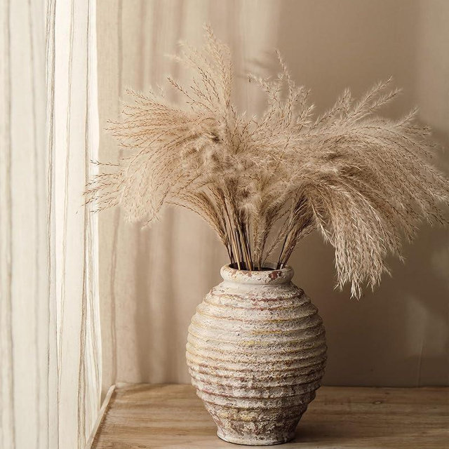 Jersinwei Ceramic Rustic Vase for Decor - 8.4Inch Farmhouse Vases - Decorative Vase for Home Decor, Boho, Wabi-sabi - Oatmeal Milkshake