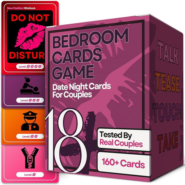 160 Cards Couples Games for Adults - Romantic & Naughty Game Date Night Ideas to Spark Conversation & Intimacy - 4 Levels of Spicy Dares - Anniversary, Valentines Love Gift for Boyfriend & Girlfriend