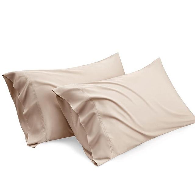 Bedsure Cooling Pillow Cases King Size - 100% Rayon Derived from Bamboo Beige Pillowcase 2, Silky Soft & Breathable Pillow Covers with Envelope Closure for Kids, Gift for Hot Sleepers, 20x36 Inches