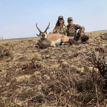 Carley's first antelope tag - we watched this buck for three hours before Carley was able to seal the deal.