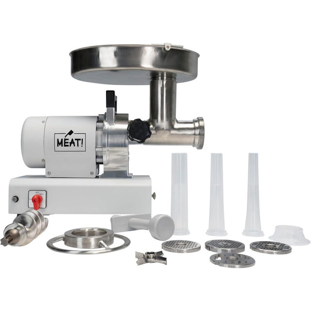 MEAT! 1 HP Dual Grinder with Coarse and Fine Grinding Plates, Stainless Steel, For Meat Grinding, Sausage Stuffing, and Processing