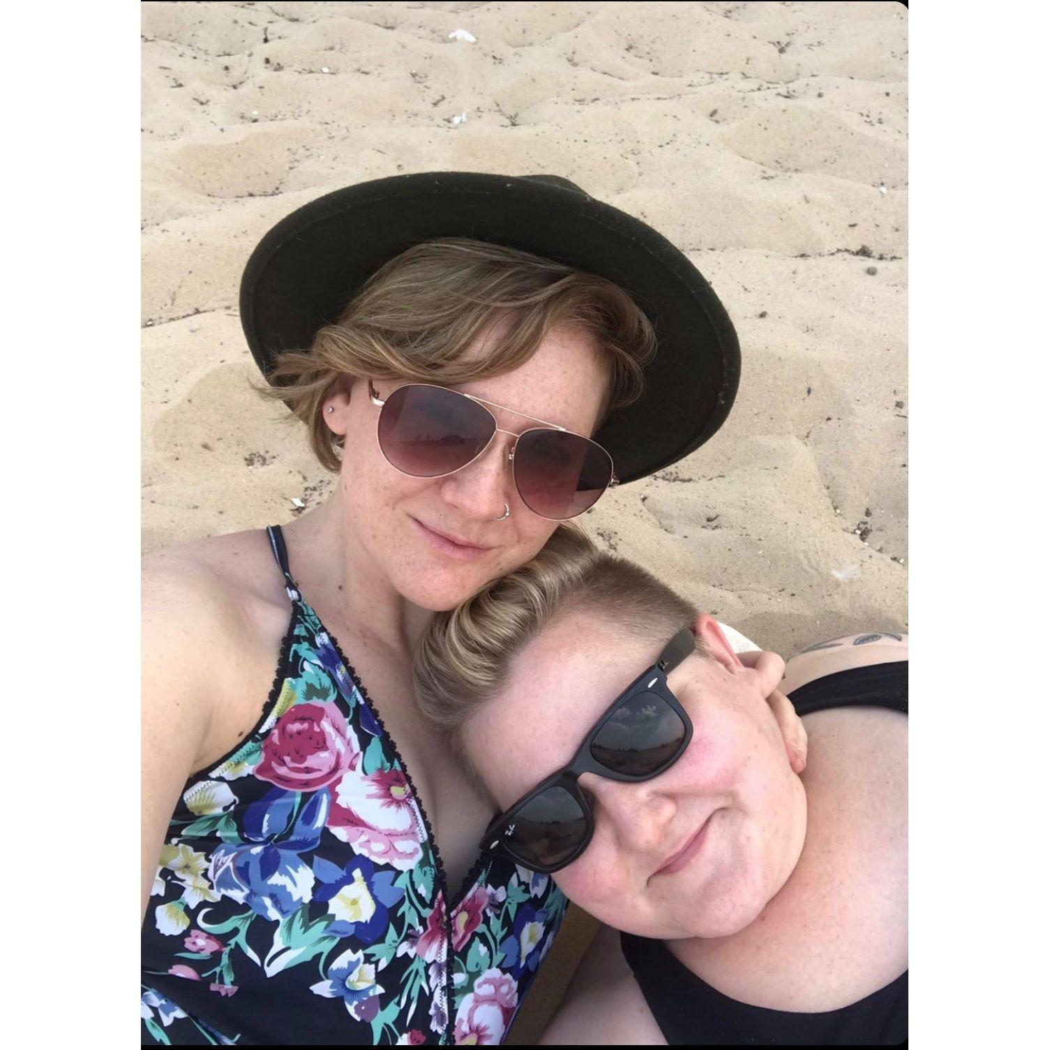 Our first photo together, at Manly beach on our first lazy Saturday together.