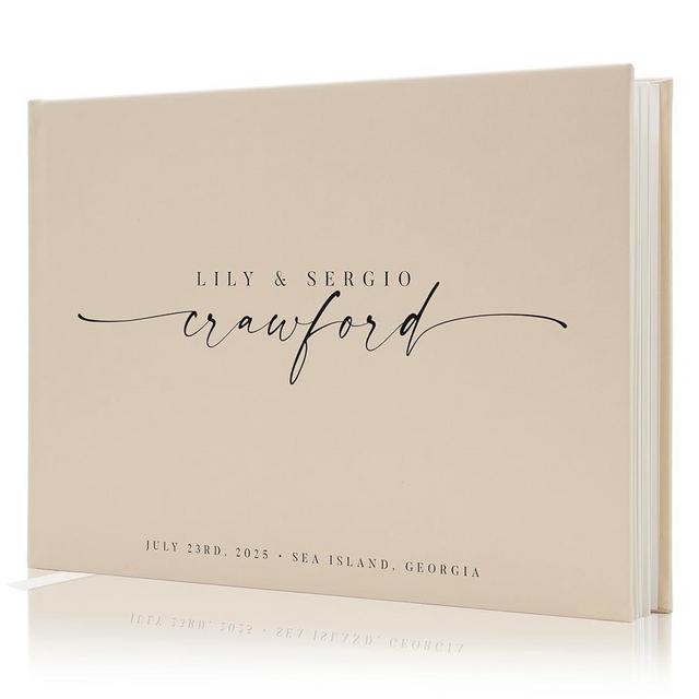 Personalized Guest Book - 11.5" x 8.5" Custom Bride & Groom Names with Bookmark and Hard Cover 140 GSM Blank Pages, for Weddings Guest Book, Engagements, Birthdays, Special Events, Oats