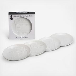 Debossed Wine Coupe Plate, Set of 4