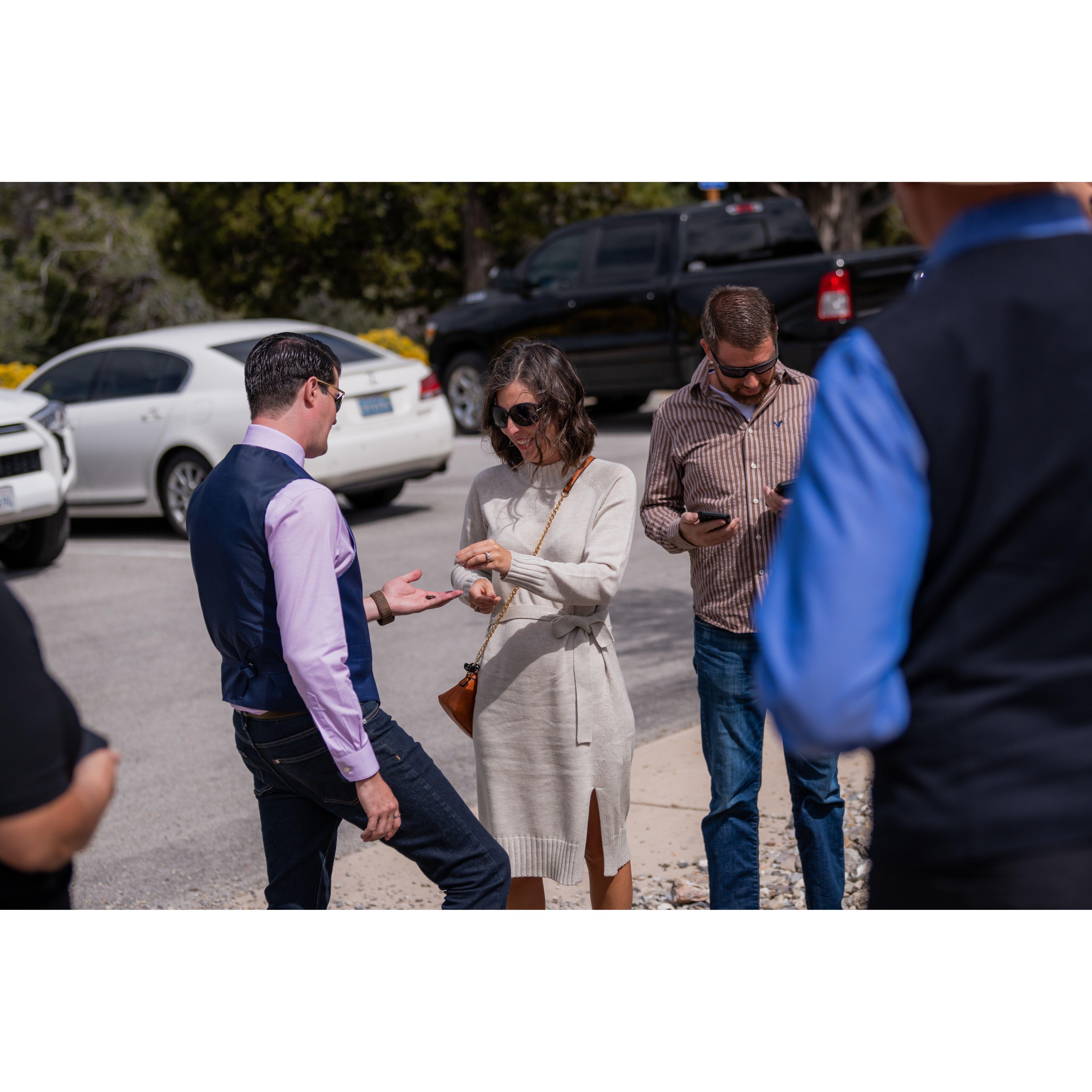 David's cousin Joey and her husband Drew saved the day!