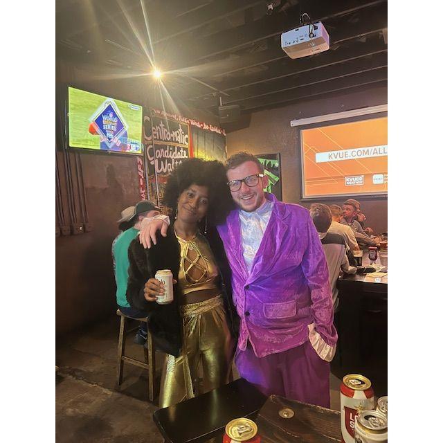 October 2022. Austin, TX. Halloween costume #2. Austin Powers and Foxxy Cleopatra.