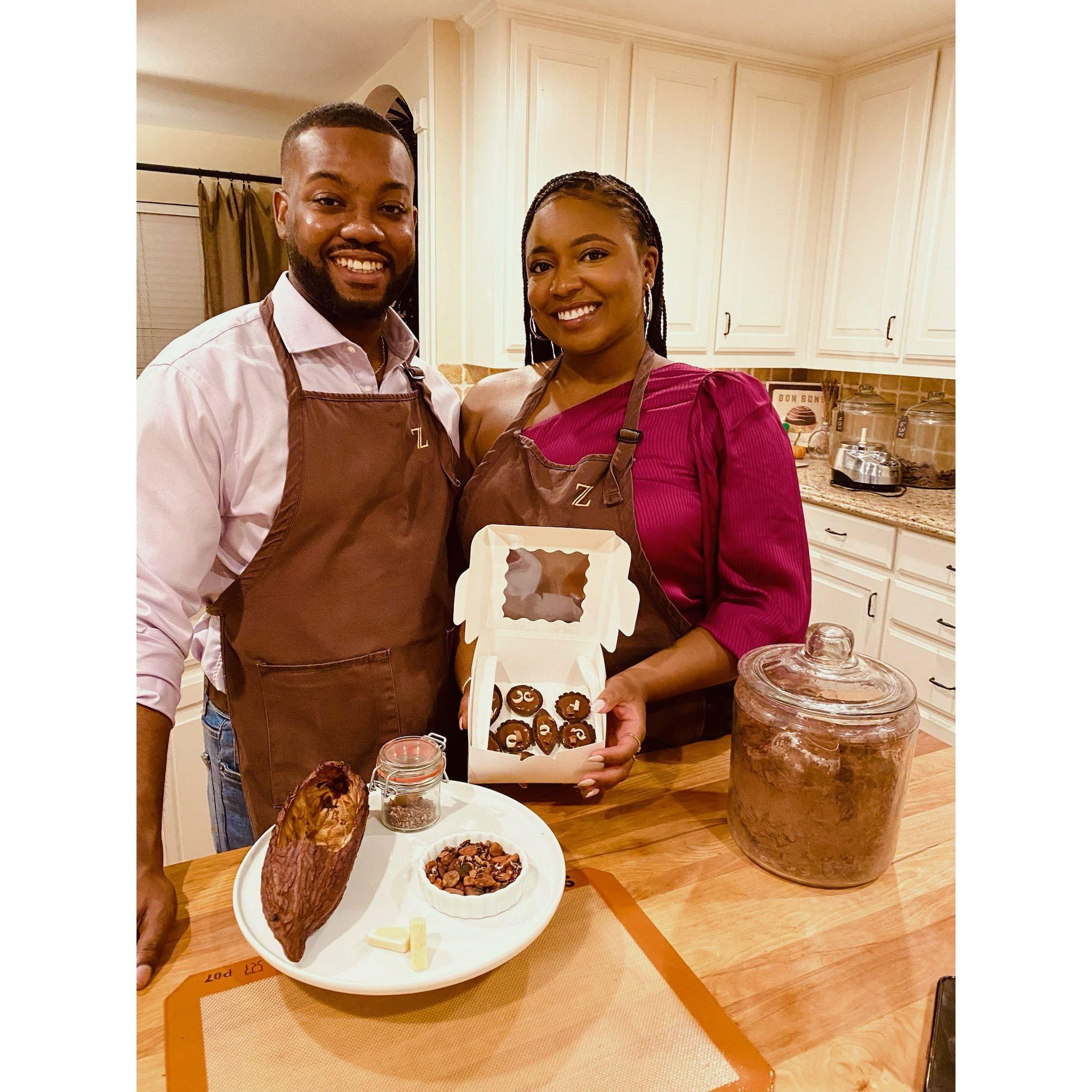 Oct 2023 - Jaz surprised Sean with a private chocolate making class for his birthday
