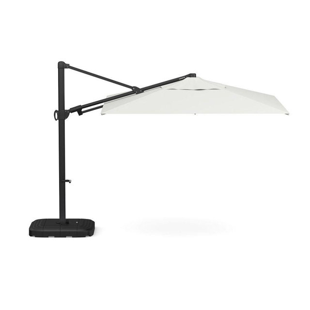 Premium 10ft Square Cantilever Outdoor Umbrella w/ Alum Black Pole, Perf Sunbrella, Canvas White