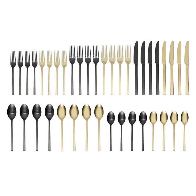 Oneida Allay Mixed 40 Piece Everyday, Service for 8 Flatware Set, 40PC FW, BLACK