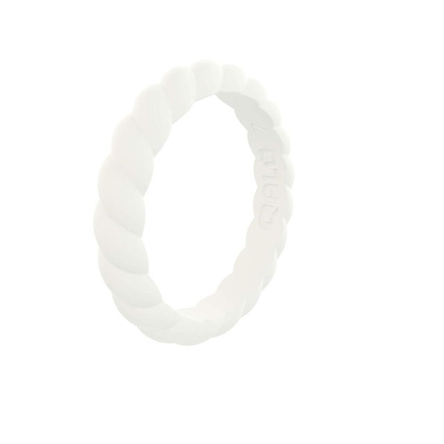 QALO Women's Rubber Silicone Ring, Stackable Twist Rubber Wedding Band, Breathable, Durable Engagement Silicone Ring, 3.3mm Wide 2mm Thick, Multi Colors