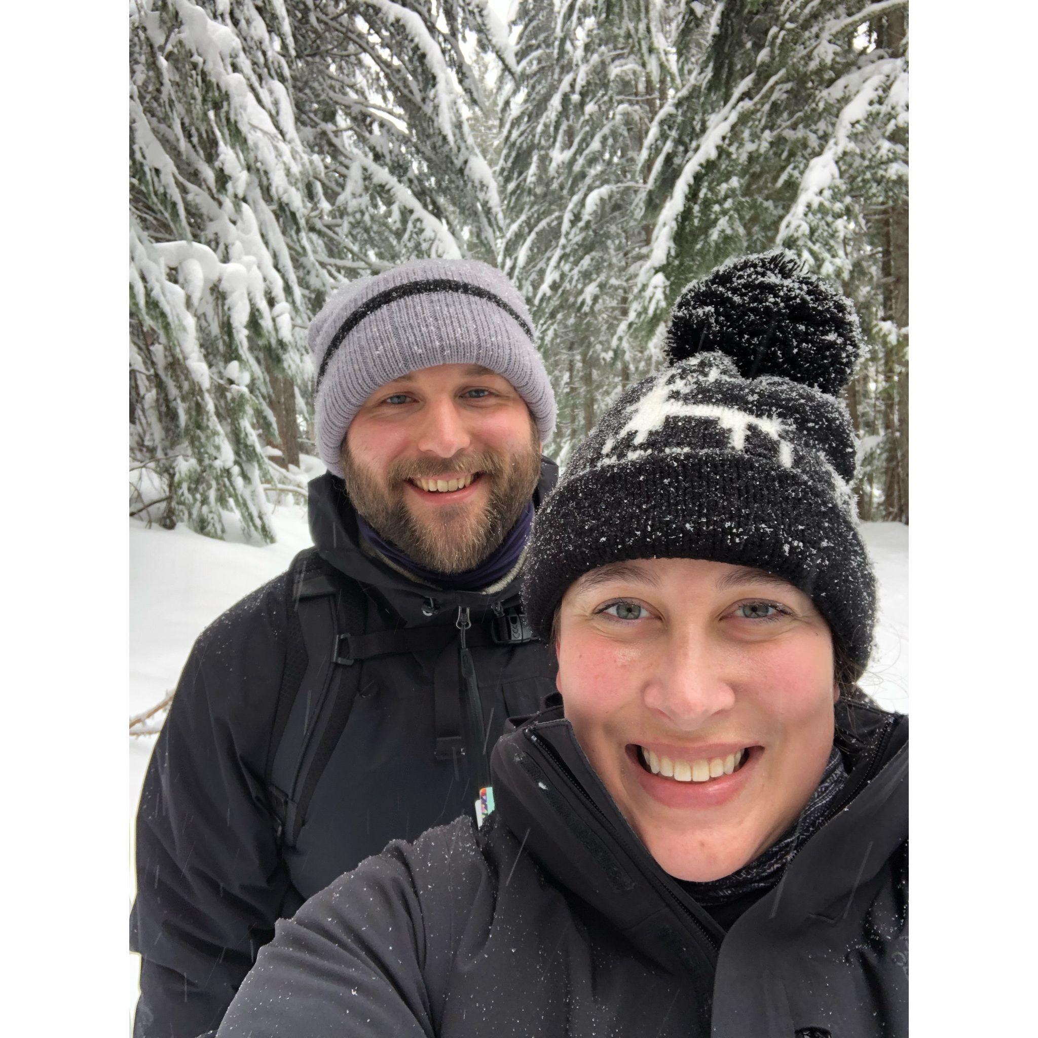 Snowshoeing in the mountains!