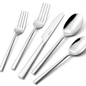 KINGSTONE Silverware Set, 40-Piece Forged Flatware Set Cutlery Set Premium Stainless Steel, Service for 8, for Kitchen, Home, Wedding, Party, Mirror Polished and Dishwasher Safe