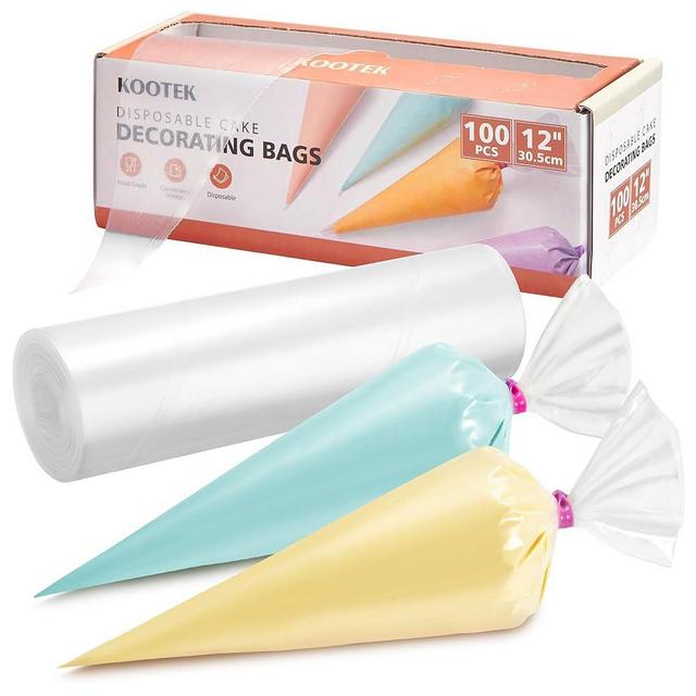 Kootek 12" Piping Bags (100Pcs), Disposable Pastry Bags Anti Burst Icing Frosting Bag Thick Cake Decorating Bags for Cookie, Cupcake, Candy, Baking Supplies Tools