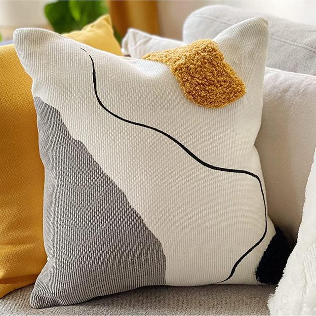 The Marcela Throw Pillow Cover by Homeculture // Boho Modern Pillow Cover, Hand-Tufted, Silk-Printed and Machine-Woven for Durability // Features Hidden Zipper // 18x18 inch