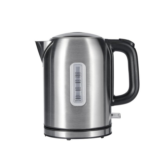 Amazon Basics 1.1Qt (1L) Electric Kettle, Tea Kettle & Water Boiler, with Auto Shut-Off, Boil Dry Protection, High-Safety Strix Thermostat, BPA-Free, 1500W, Stainless Steel, New Model, Black & Silver