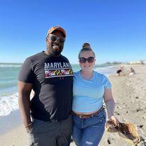 On the beach in Florida~ picking up shells and Coconuts!