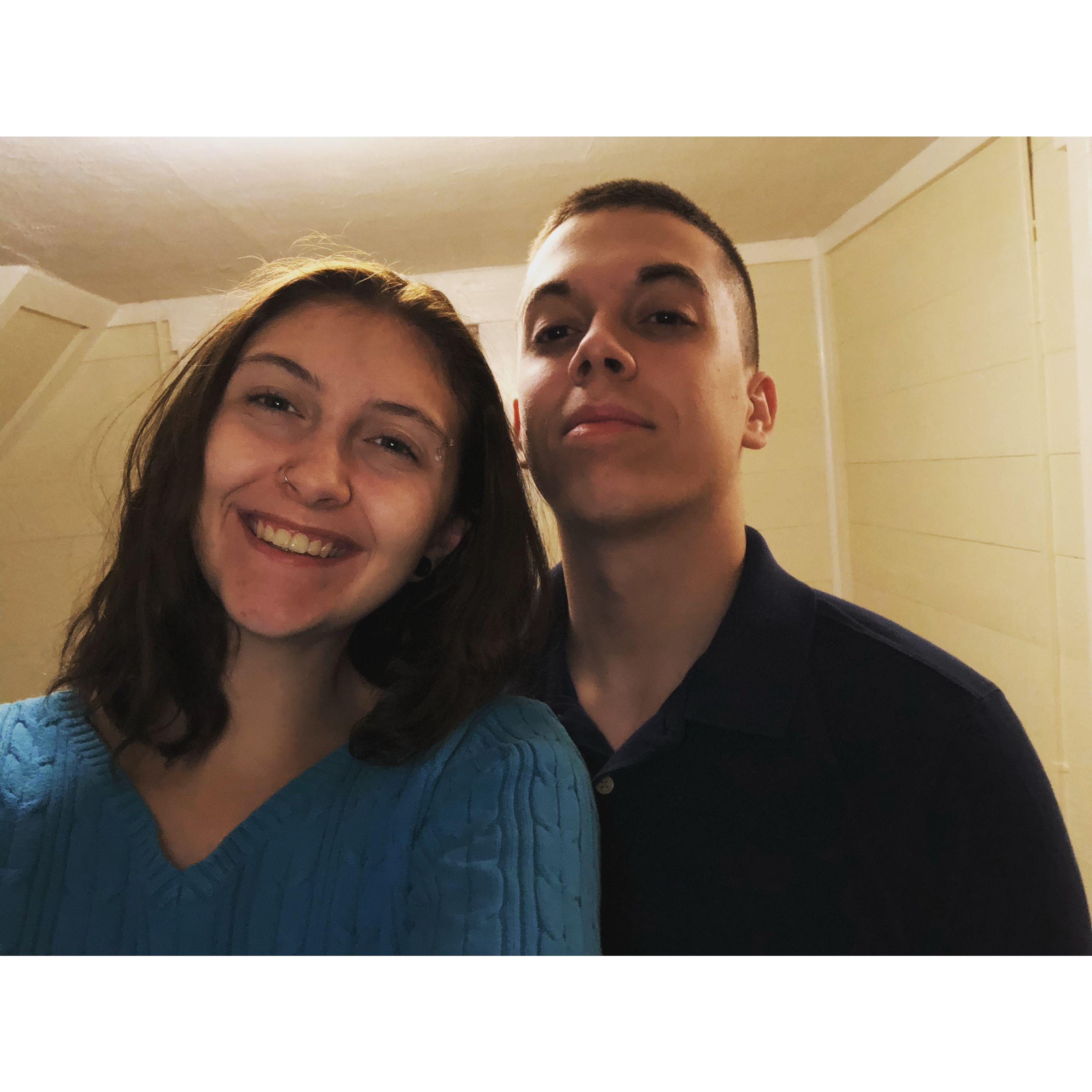 Our very first selfie in our first apartment 2018
