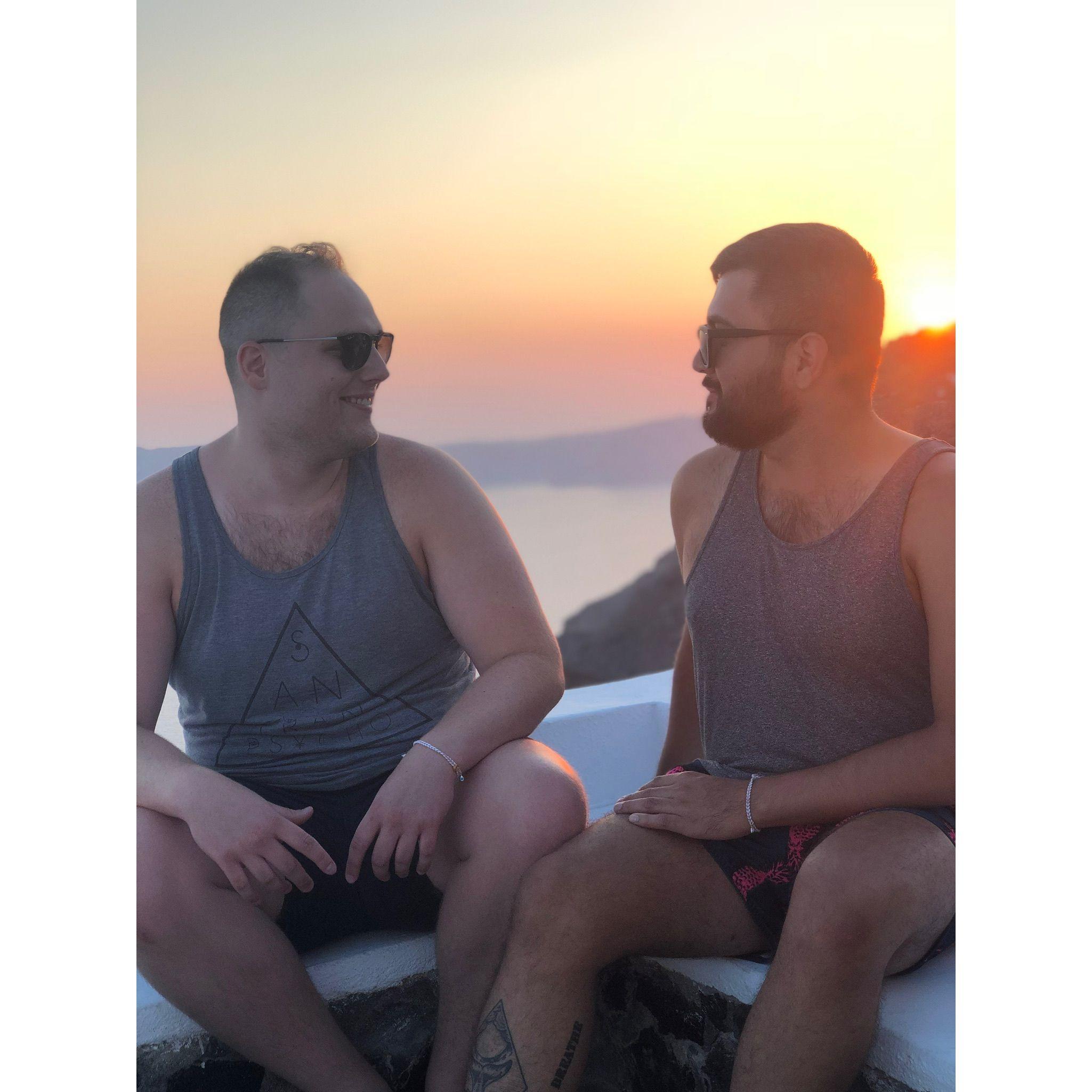 Our first international trip together to Greece, where we fell further in love. We agreed it was our favorite country and kept talking about who we wanted to share the country with 🇬🇷 . -Abe