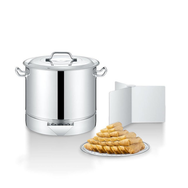Concord Stainless Steel Tamales Steamer Pot. Mi Abuela Series with Exterior Water Refill Spout, Divider, and Removable Steamer Rack (20 Quart)