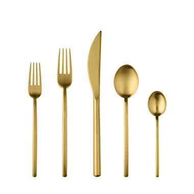 Mepra Due Ice Oro 5 Piece Place Setting, Brushed Gold - 108022005