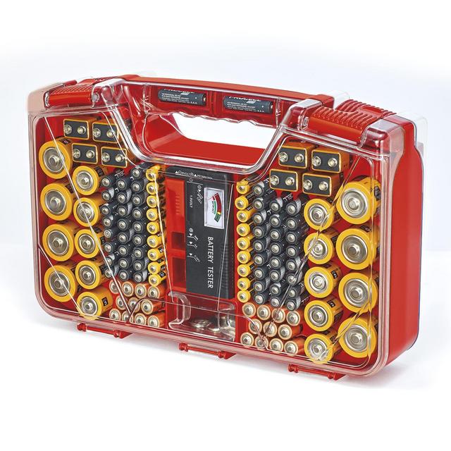 Ontel Battery Daddy 180 Battery Organizer and Storage Case with Tester