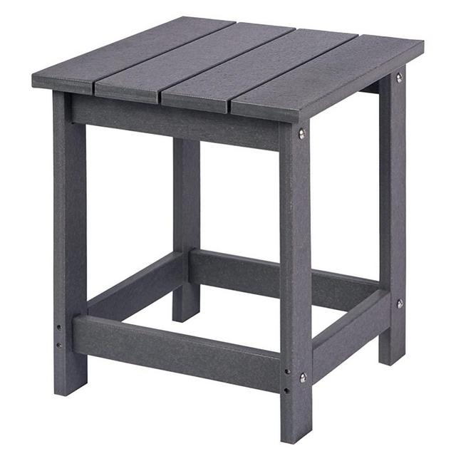LZRS Adirondack Square Outdoor Side Table, Poly Lumber End Tables for Patio, Backyard,Pool, Indoor Outdoor Companion, Easy Maintenance & Weather Resistant,Grey