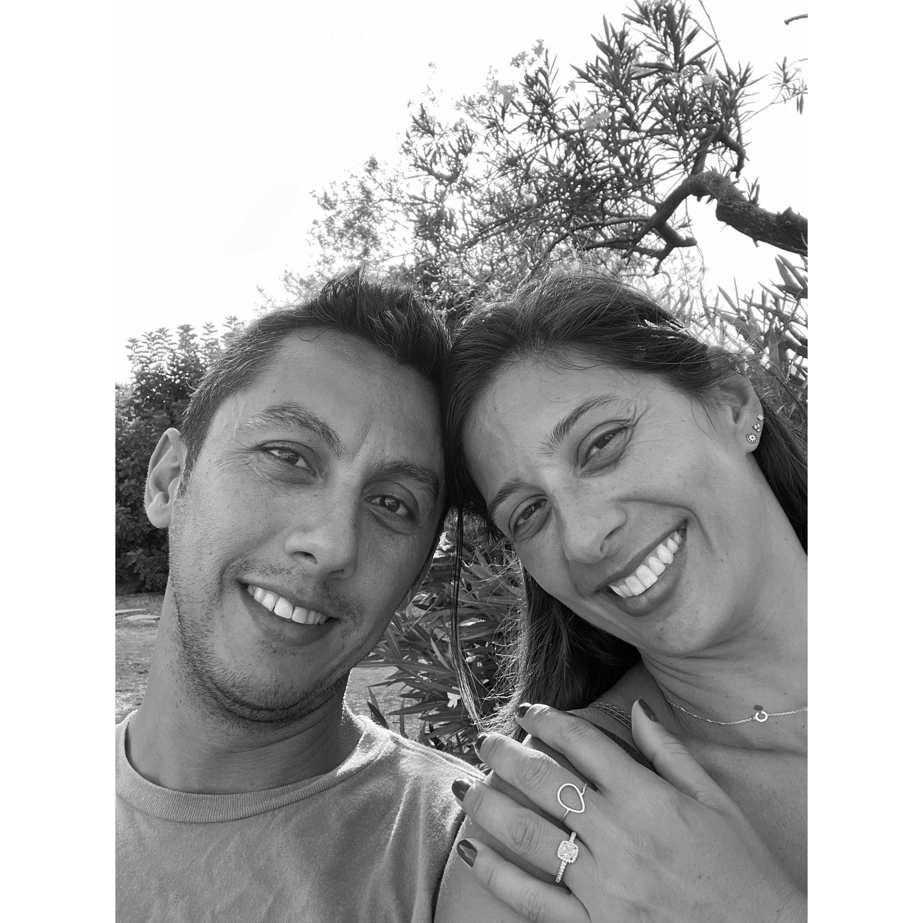 His eyes sparkling with a mix of nerves and excitement after we paused to contemplate the beautiful view.  My heart skipped a beat as he held out a simple yet elegant ring: "Would you marry me?"