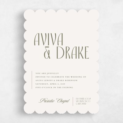 Beige Scalloped Wedding Invitation - Trogir Portrait
