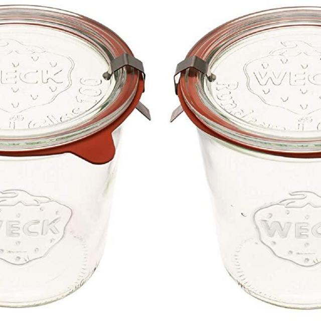 Weck Canning Jars 742 - Weck Mold Jars made of Transparent Glass - Eco-Friendly Canning Jar - Storage for Food, Yogurt with Air Tight Seal and Lid – 1/2 Liter Tall Jars Set - (2 Jars)