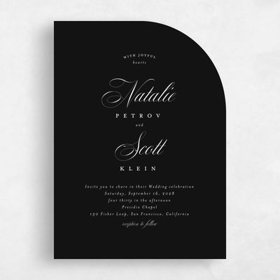 Black Half arch Wedding Invitation - Marvis Portrait