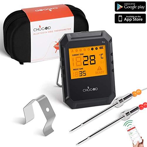 Bluetooth Meat Thermometer, For Grilling Wireless Remote Digital Cooking Thermometer With APP Smart Alarm Grill Thermometer for Kitchen Food Candy BBQ, Carrying Case (Comes with 2 Probes)