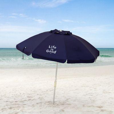 Life is Good® 7-Foot Round Canopy Umbrella in Green/Blue Stripe