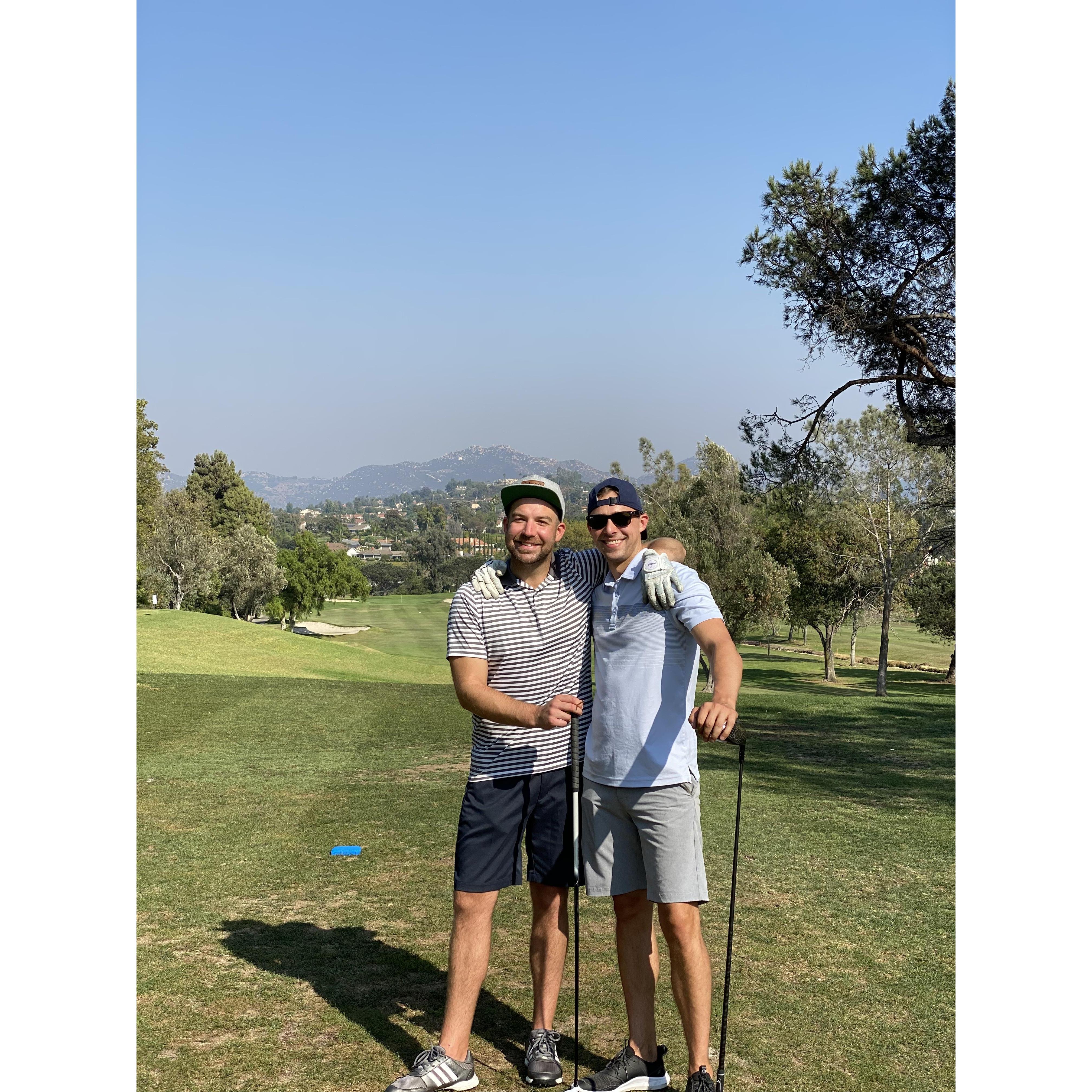 Trevor and Jordan love playing golf together and they often play with Jordan’s wife Megan. Alyssa is not coordinated enough for this activity so she prefers driving the golf cart.