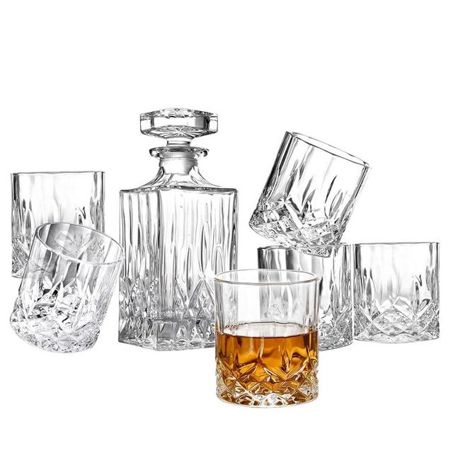 BETESINE Whiskey Decanter & Whiskey Glasses for men, 6 Old Fashioned Glasses And Crystal Decanter Set Is a Great Gift Idea for Whiskey, Bourbon or Scotch lovers ，Beloved Husband Or Dad Birthday Gift