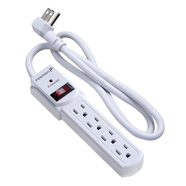 Fosmon 4-Outlet Surge Protector with 3ft Extension Cord, [ETL Listed] Indoor Flat Outlet Power Strip Extender with LED Indicator