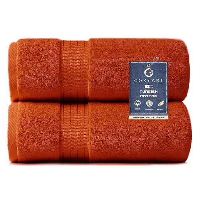 COZYART Orange Bath Towels for Bathroom 2 Pcs, 27x54 100% Cotton Bath Towel Set Super Soft Highly Absorbent Durable 650 GSM Shower Towels for Daily Use