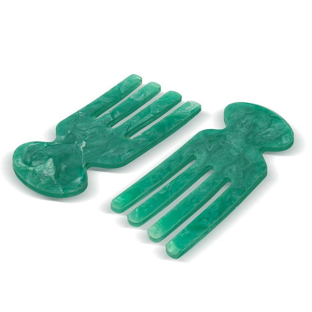 Folkulture Salad Hands - Resin, Teal Serving Utensils Set of 2, Stylish Salad Servers or Salad Tongs, Decorative Salad Serving Utensils for Home, 8 inch (Aqua Teal)