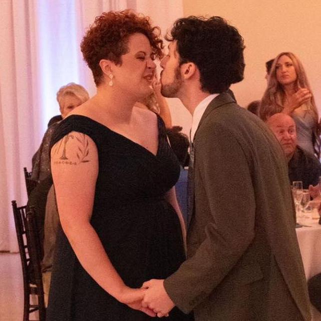 Having a laugh while dancing at Danielle's wedding.