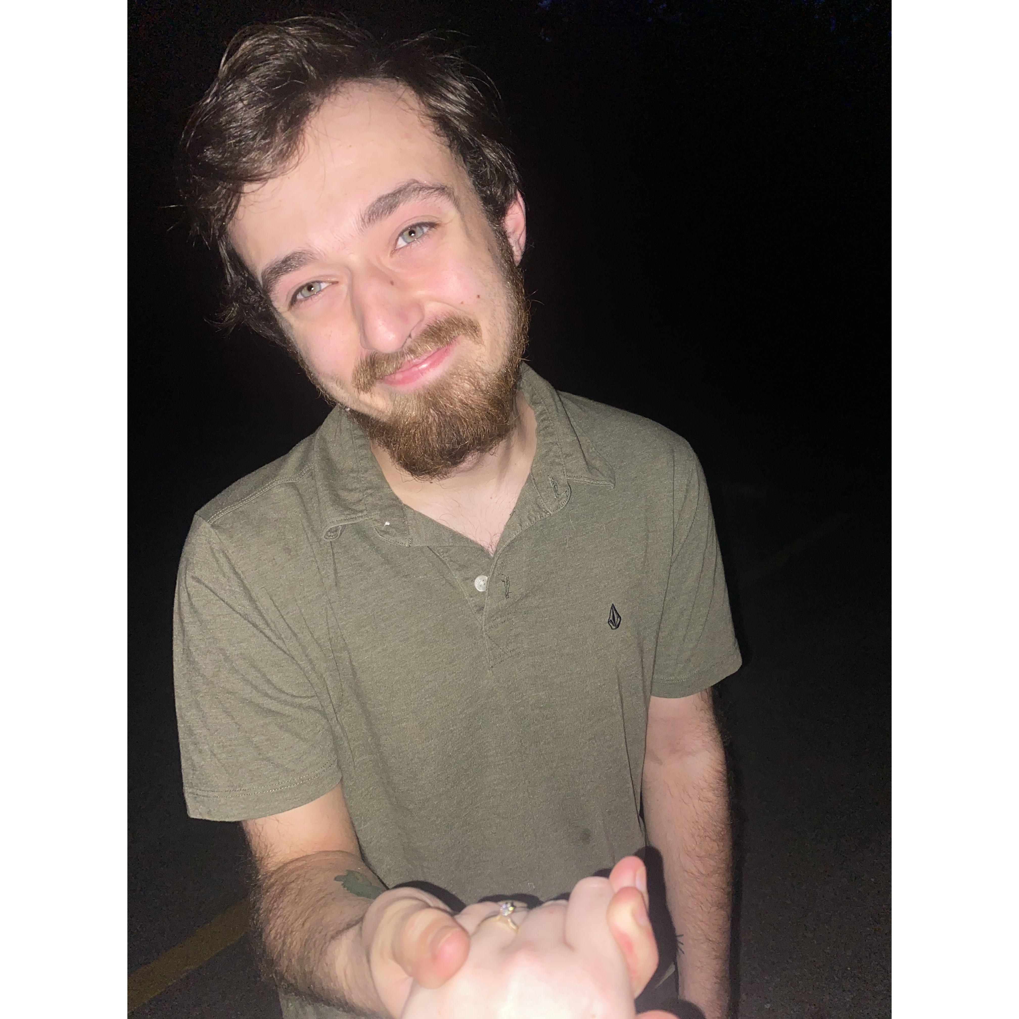 A photo I took of Zach the night we got engaged! August 2022