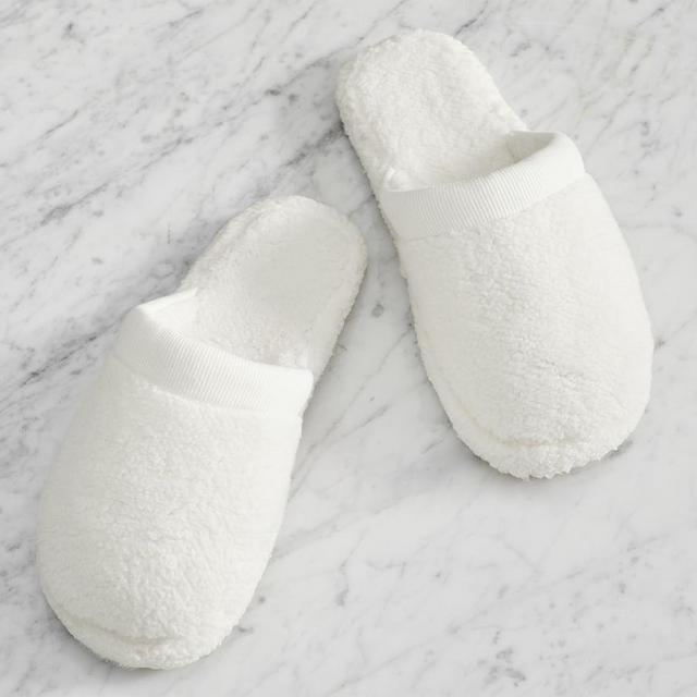 Ivory Coziest Sherpa Slippers, Small