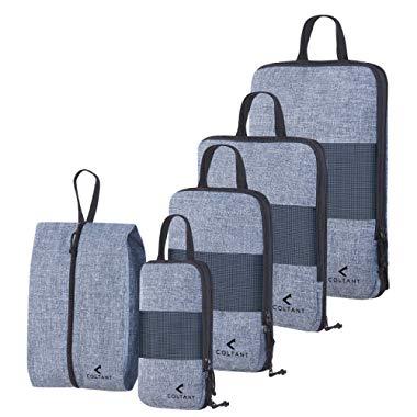 5 Set Compression Packing Cubes Travel luggage Suitcase Organizer Set Packs More in Less Space