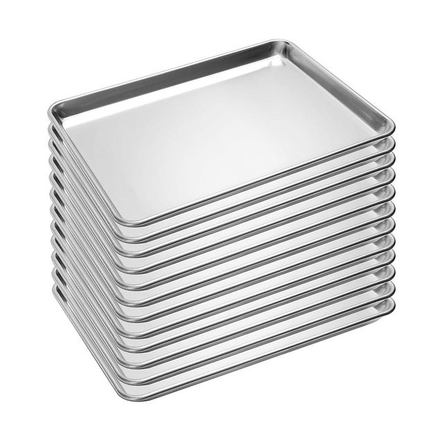 BIEAMA 12 Pack Half Size Baking Sheet Pan Aluminum Commercial Pan for Oven Freezer Bakery Hotel Restaurant 18" × 13"