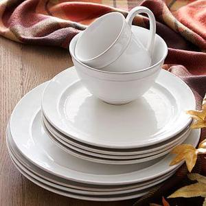 Cambria 16-Piece Dinnerware Set w/soup Bowl- Stone