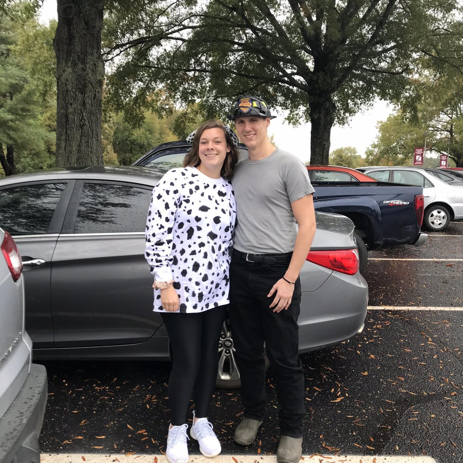 Firefighter and Dalmatian for Halloween in High School!