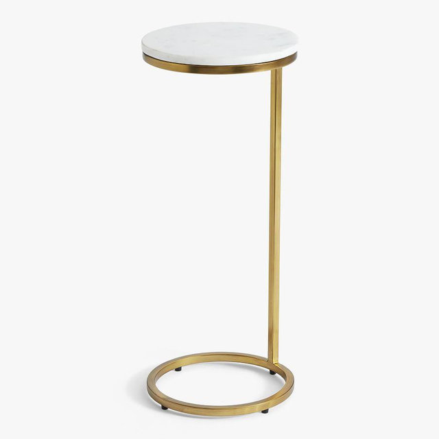 Delaney Marble C-Table, White Marble