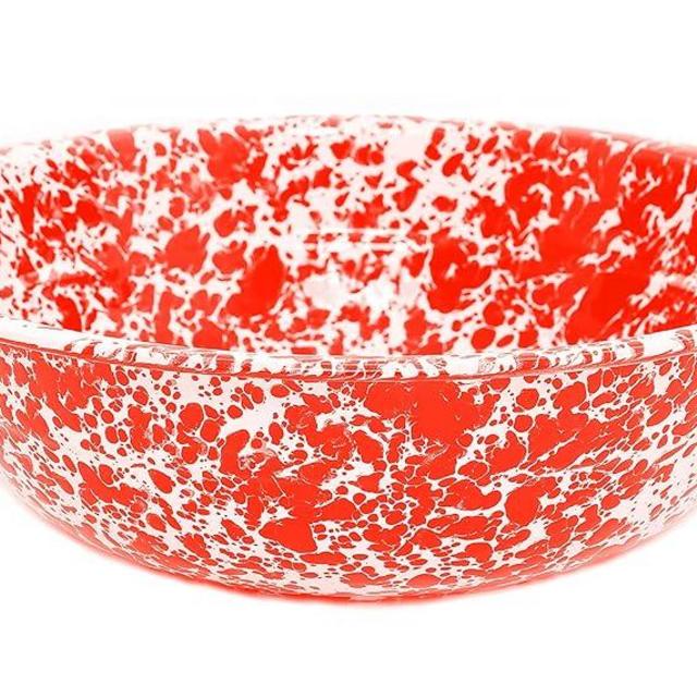 Enamelware Small Basin, 4 quart, Red/White Splatter (Single)